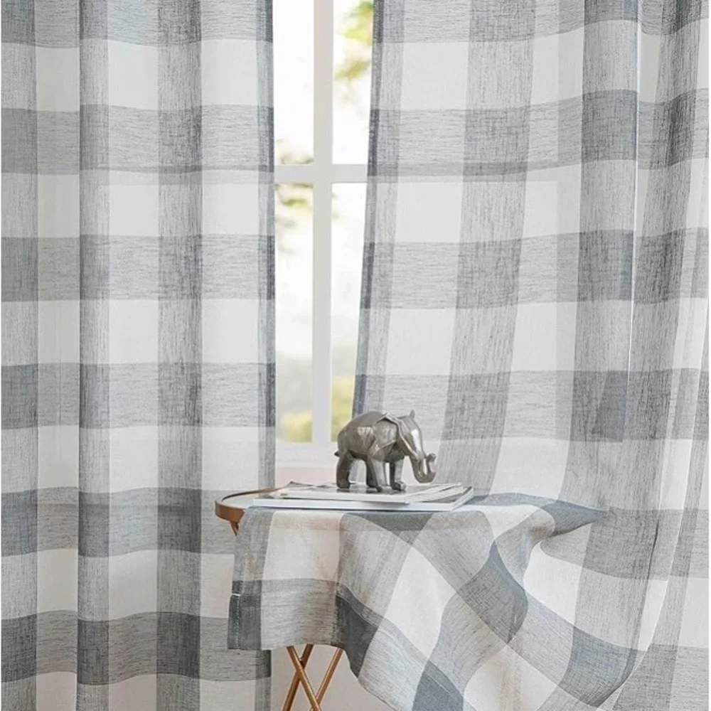 Buffalo Plaid Checkered Sheer CurtainsGrey /White Buffalo Plaid Gingham Curtains